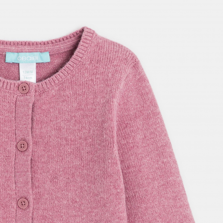 Obaibi Gilet rose en maille bebe fille