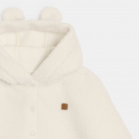 Obaibi Κάπα με κουκούλα από χοντρό χνουδωτό ύφασμα λευκή για νεογέννητα Unisex