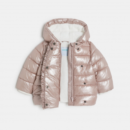 Obaibi Μπουφάν καπιτονέ, με επένδυση και κουκούλα, ιριδίζον, ροζ για μωρά κοριτσάκια