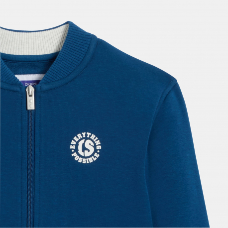 Okaidi Φούτερ teddy με φερμουάρ, σε μπλε πράσινο για αγόρια