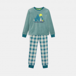 Okaidi Πιτζάμα από βελούδο πράσινη για αγόρια