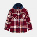 Okaidi Πουκάμισο μπουφάν καρό με κουκούλα κόκκινο για αγόρια