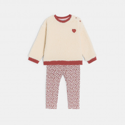 Obaibi Φούτερ από χνουδωτό ύφασμα και κολάν ζέρσεϊ εμπριμέ για μωρά κοριτσάκια