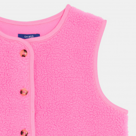 Okaidi Ζακέτα αμάνικη ροζ από χοντρό φλις για κορίτσια