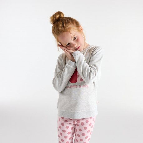 Okaidi Πυτζάμα με μήνυμα από χνουδωτό ύφασμα 2 τεμαχίων γκρι για κορίτσια