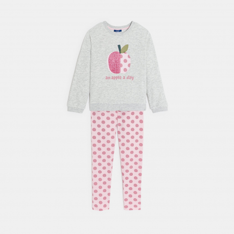 Okaidi Πυτζάμα με μήνυμα από χνουδωτό ύφασμα 2 τεμαχίων γκρι για κορίτσια