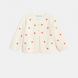 Obaibi Ζακέτα πλεκτή, με κεντημένα λουλούδια, λευκή για μωρά κοριτσάκια