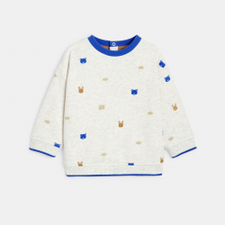 Obaibi Πουλόβερ υφασμάτινο με μοτίφ ζωάκια γκρι για μωρά αγοράκια