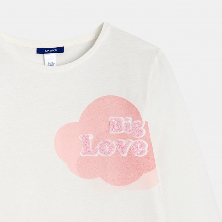 Okaidi Μπλούζα μακρυμάνικη με μήνυμα, σε μωβ-κόκκινο για κορίτσια