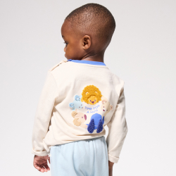 Obaibi T-shirt beige a motif animalier bebe garcon