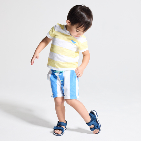 Obaibi Σετ μπλούζα και σορτς με ρίγες, μπλε για μωρά αγοράκια