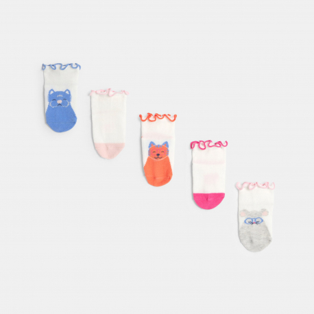 Obaibi Καλτσάκια κοντά, με ιδιαίτερο σχέδιο, πολύχρωμα για μωρά  κοριτσάκια (σετ των 5)