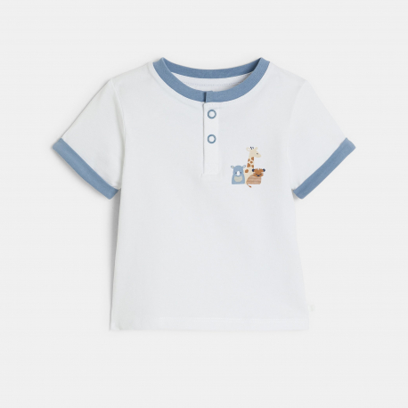 Obaibi Ensemble t-shirt coton et short nid d&quot;abeille bleu bebe garcon