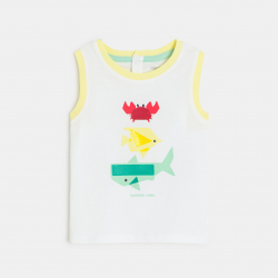 Obaibi Φανελάκι με αισθητηριακά ερεθίσματα με ζωάκια λευκό για μωρά αγοράκια