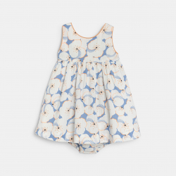 Obaibi Φόρεμα με τιράντες από γκοφρέ ύφασμα φλοράλ με φουφούλα πορτοκαλί για μωρά κοριτ