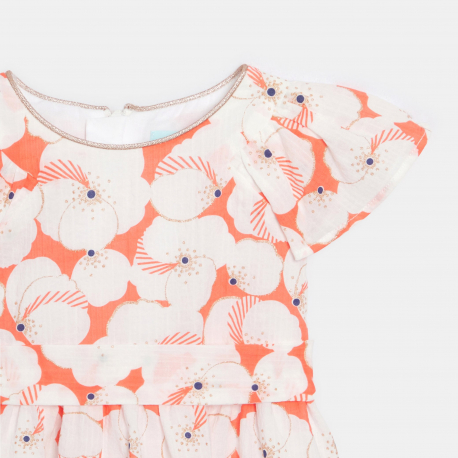 Obaibi Φόρεμα κομψό φλοράλ πορτοκαλί για μωρά κοριτσάκια