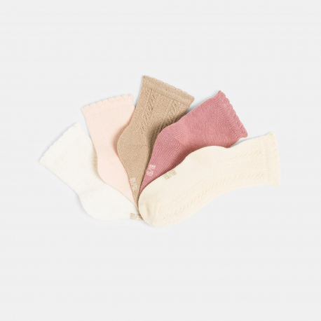 Obaibi Chaussettes fantaisie rose bebe fille (lot de 5)