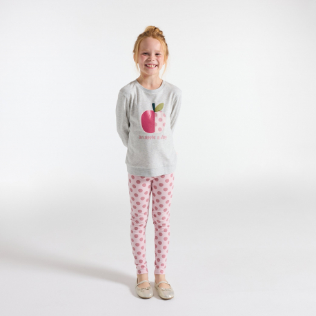 Okaidi Πυτζάμα με μήνυμα από χνουδωτό ύφασμα 2 τεμαχίων γκρι για κορίτσια