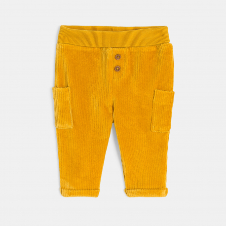 Obaibi Ζακέτα από χοντρό φλις, παντελόνι από βελούδο και φορμάκι κίτρινο για νεογέννητα