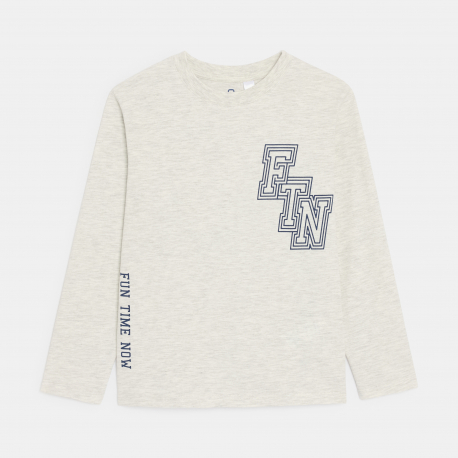 Okaidi Μπλούζα μακρυμάνικη με μήνυμα γκρι για αγόρια