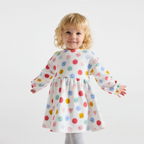 Obaibi Φόρεμα από χνουδωτό ύφασμα ελαφρύ συναισθήματα, λευκό για μωρά κοριτσάκια