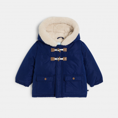 Obaibi Παλτό με κουκούλα με επένδυση χοντρό φλις, μπλε για μωρά αγοράκια