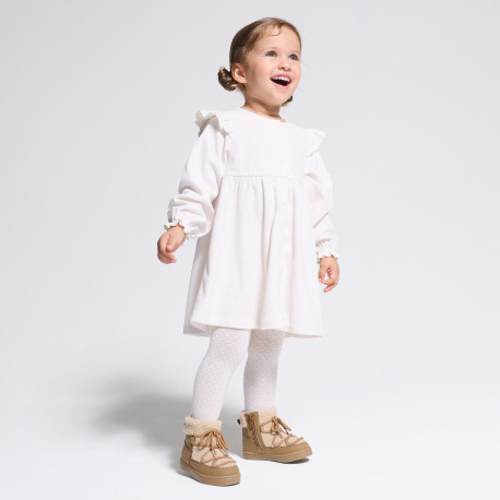 Obaibi Φόρεμα από κοτλέ βελούδο μπεζ για μωρά κοριτσάκια