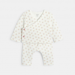 Obaibi Σύνολο από 3 βαμβακερά κομμάτια φλοράλ ροζ για νεογέννητα κοριτσάκια