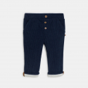 Obaibi Pantalon velours cotele souple bleu marine bebe garcon
