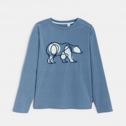 Okaidi T-shirt bleu motif ours Garcon