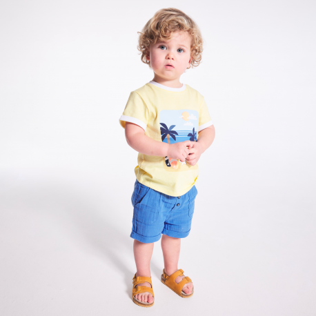 Obaibi Σορτς βαμβακερό, ελαφρύ από γκοφρέ ύφασμα για μωρά αγοράκια