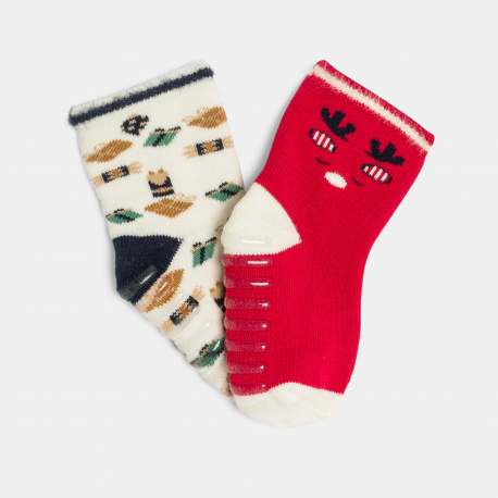 Obaibi Lot de chaussettes antiderapantes rouges a motif bebe garcon