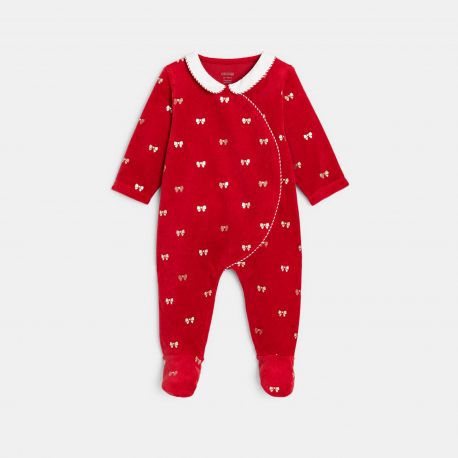 Obaibi Pyjama en velours rouge bebe fille