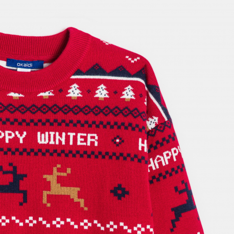 Okaidi Pull jacquard rouge Garcon