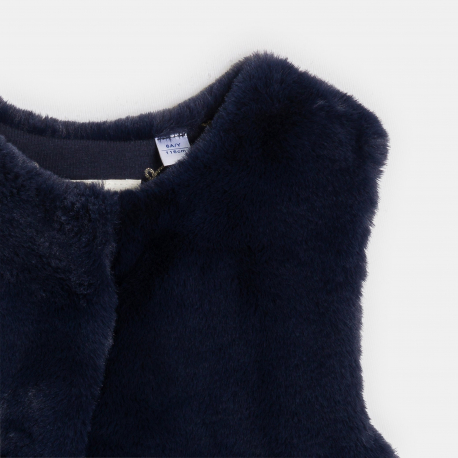 Okaidi Gilet en fausse fourrure bleu marine Fille