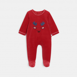 Obaibi Pyjama en velours rouge motif renne bebe garcon