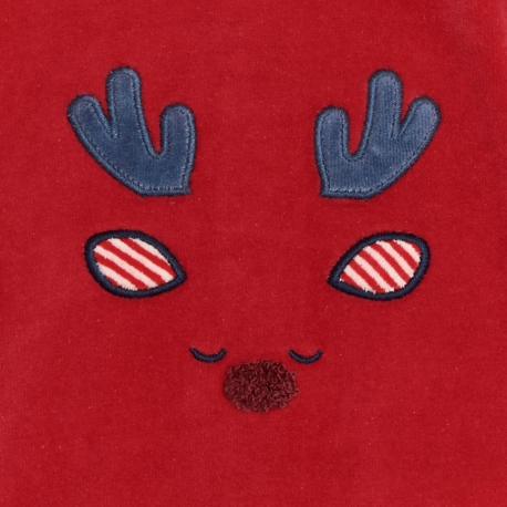 Obaibi Pyjama en velours rouge motif renne bebe garcon