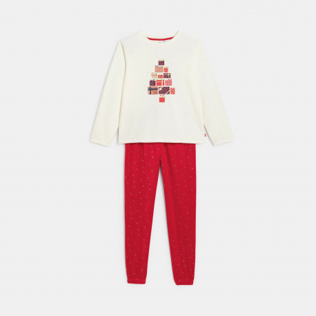 Okaidi Pyjama 2 pieces en velours rouge Fille