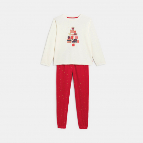 Okaidi Pyjama 2 pieces en velours rouge Fille