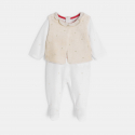 Obaibi Dors-bien velours blanc et gilet beige bebe fille