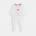 Obaibi Dors-bien velours blanc et gilet beige bebe fille