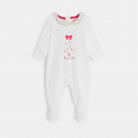Obaibi Dors-bien velours blanc et gilet beige bebe fille