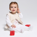 Obaibi Dors-bien velours blanc et gilet beige bebe fille