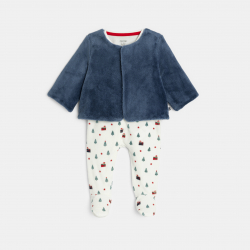 Obaibi Dors bien en velours blanc avec gilet bebe fille