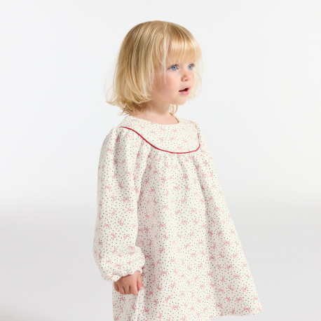 Obaibi Robe ample imprimee et legging blanc bebe fille