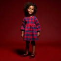 Obaibi Robe a carreaux rouge bebe fille