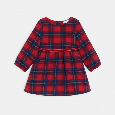 Obaibi Robe a carreaux rouge bebe fille