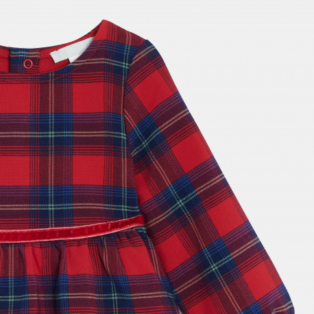 Obaibi Robe a carreaux rouge bebe fille