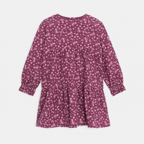 Okaidi Φόρεμα μακρυμάνικο με τυπωμένα σχέδια σε ναυτικό μπλε για κορίτσια