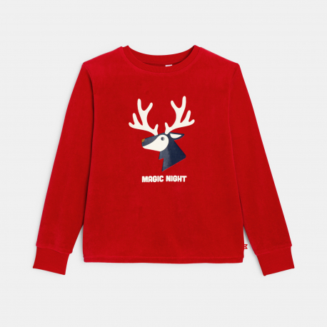 Okaidi Pyjama 2 pieces rouge motif cerf Garcon